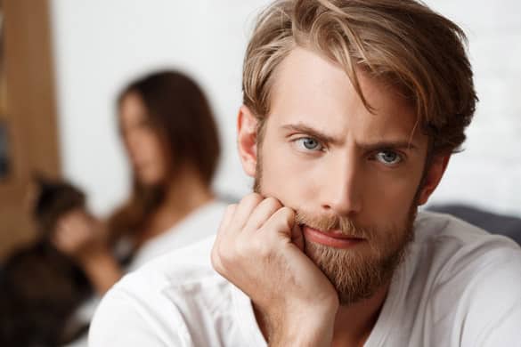 Upset handsome Virgo man in quarrel with his girlfriend background - What To Do When A Virgo Man Is Distant Or Ignoring You